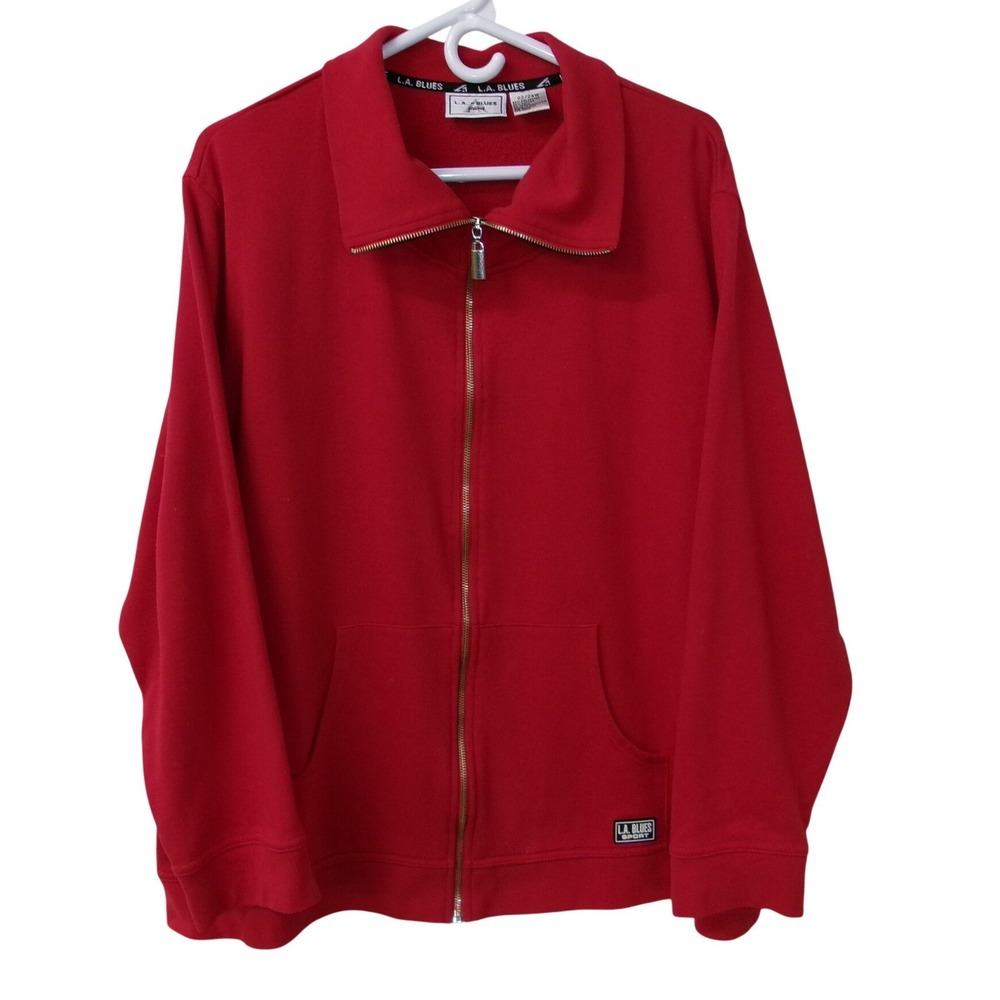 LA Blues Jeans Red Full Zip Collared Sweatshirt Jacket 22 / 24 Plus